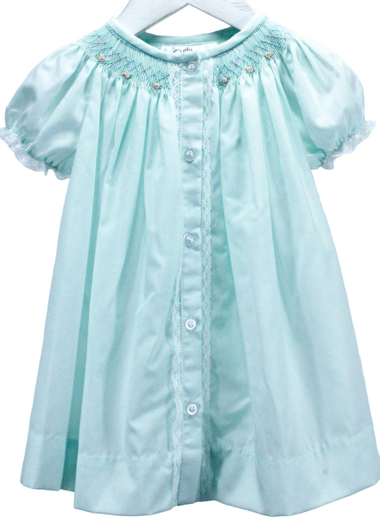 Baby Blessings Mint Geometric Flowers Sophia Dress