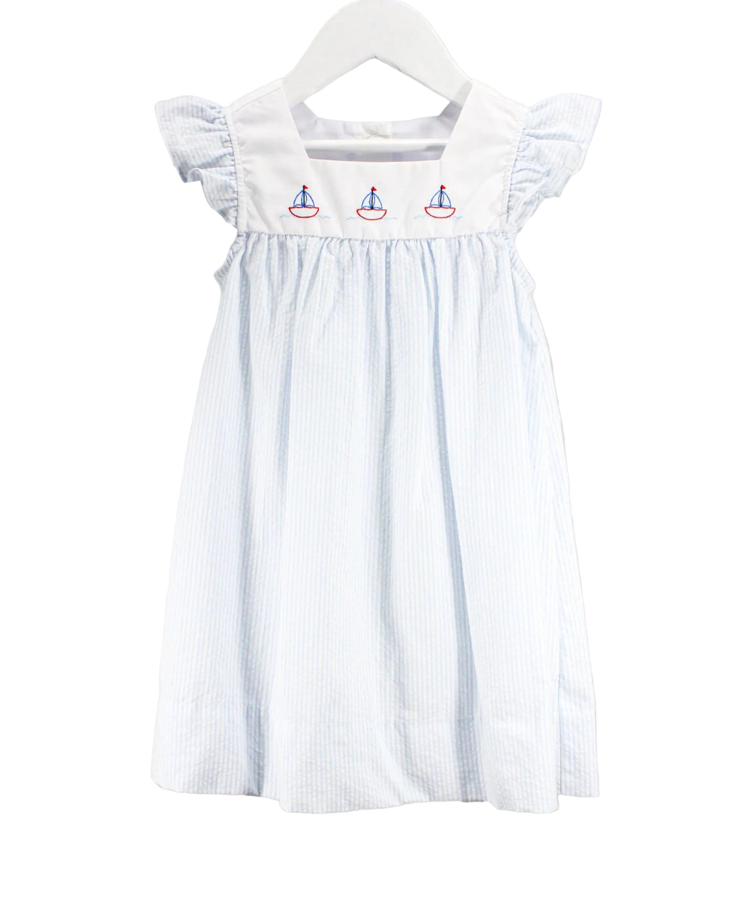 Baby Blessings Sailboat Blue Amelia Dress