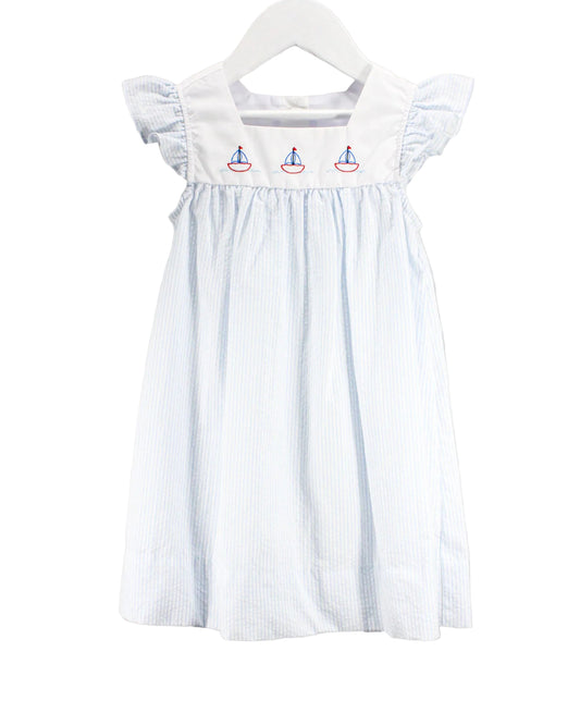 Baby Blessings Sailboat Blue Amelia Dress