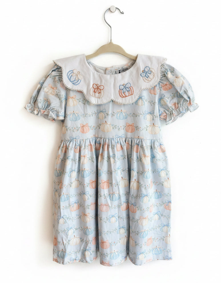 Carson and Friends Pumpkins and Bows Shadow Embroidery Dress