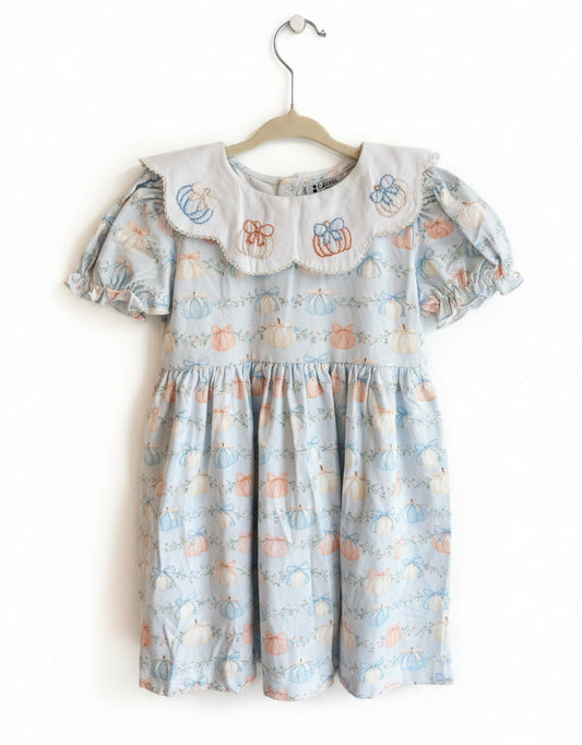 Carson and Friends Pumpkins and Bows Shadow Embroidery Dress