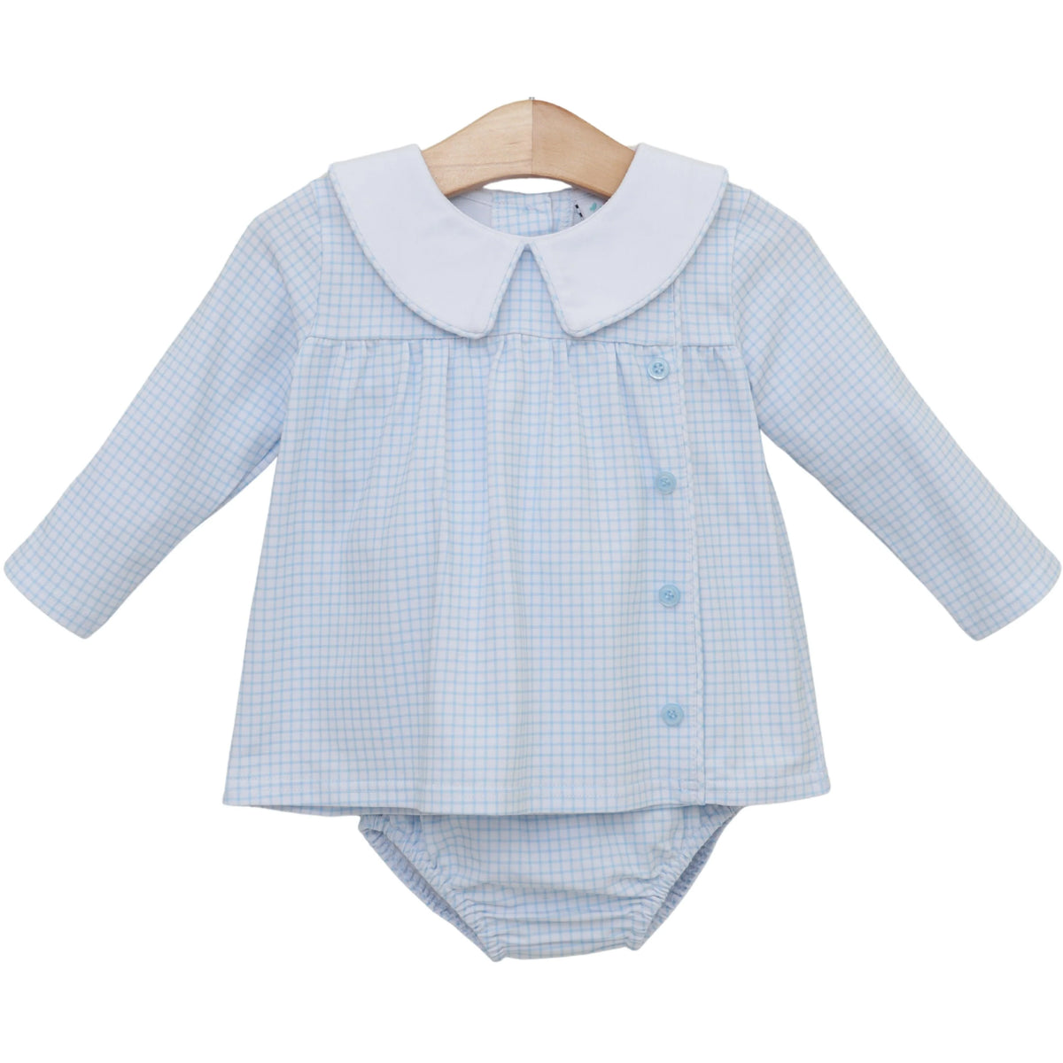 Jellybean Liam Diaper Set- Light Blue Windowpane