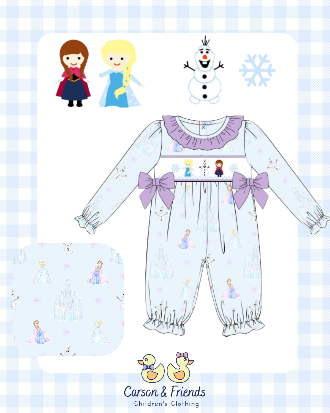 PRESALE ETA NOVEMBER- Carson and Friends Ice Princess Smocked Romper