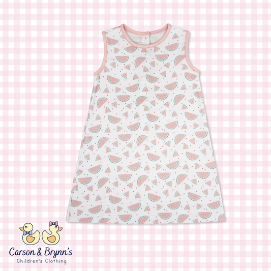 Lullaby Set Anne Dress- Watermelon Whimsy, Pensacola Pink