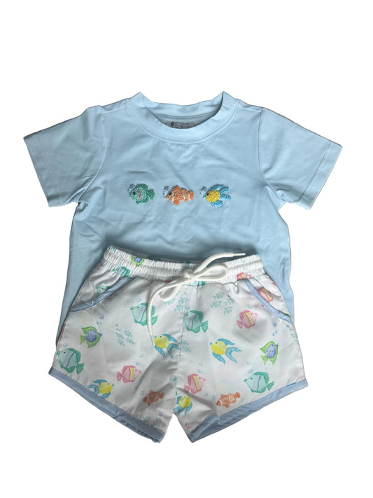 Carson and Friends French Knot Fishies Short Set