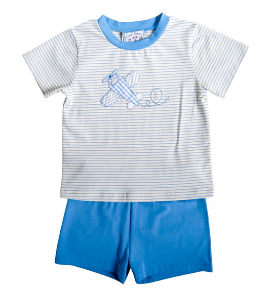 Airplane Appliqué Short Set