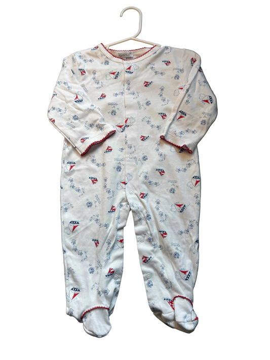 Hug Me First Nautical Footie with Picot Trim
