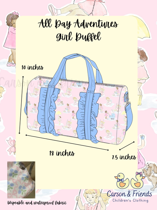 PREORDER ETA JULY 
Carson and Friends Girl's Adventures Duffel
