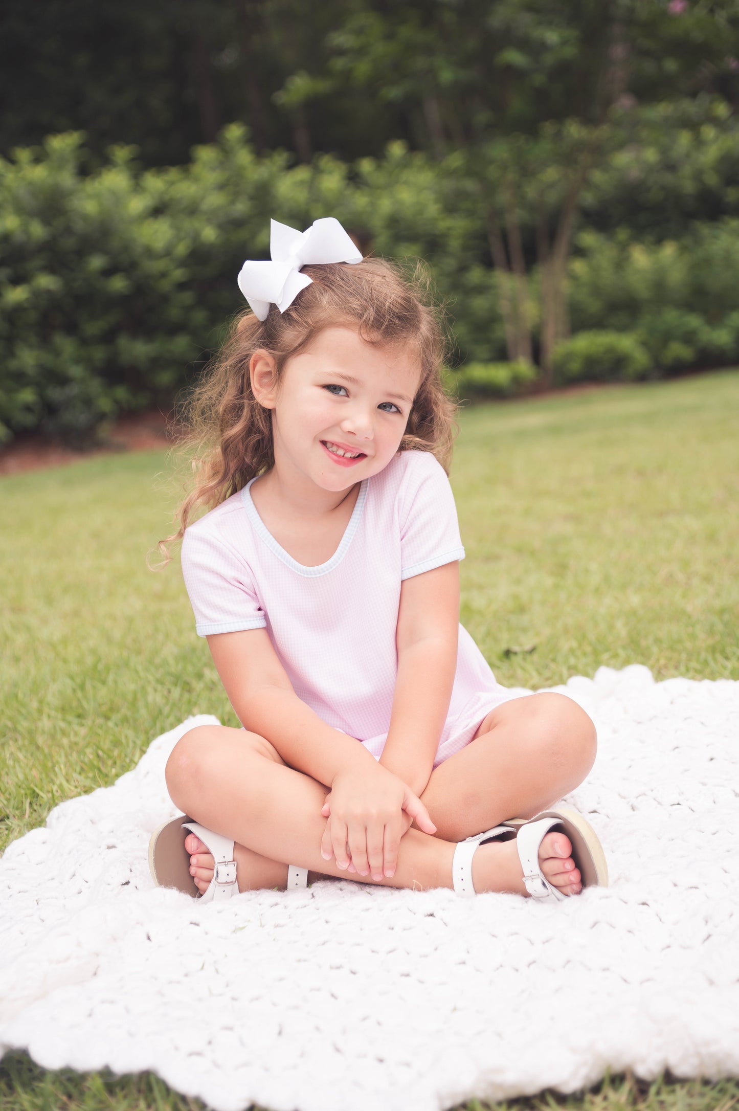 Lullaby Set Faith Dress - Baby Pink Minigingham, Baby Blue Minigingham