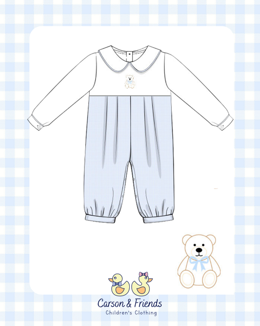 PRESALE ETA NOVEMBER- Carson and Friends Hand Embroidered Teddy Bear Romper