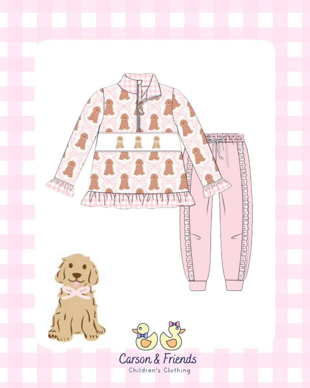 PRESALE ETA NOVEMBER- Carson and Friends Goldendoodles Jogger Set- Pink