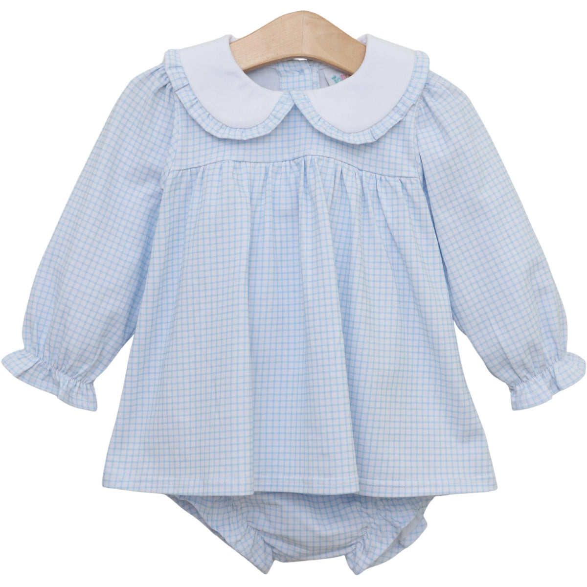 Jellybean Catherine Diaper Set- Light Blue Windowpane