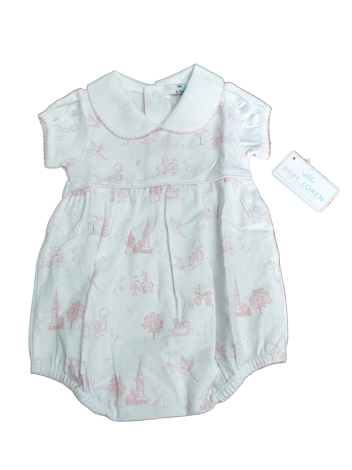 Baby Loren Pink Baby Toile Pima Bubble