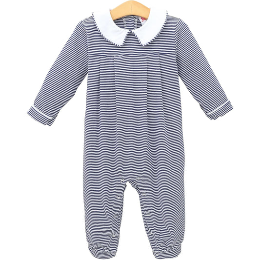 Jellybean Henry Romper- Navy Stripe