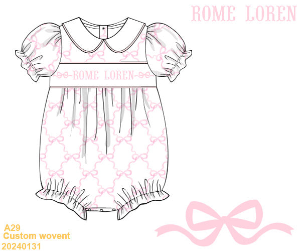 Preorder eta January- Ribbon Smocked Bubble with Name