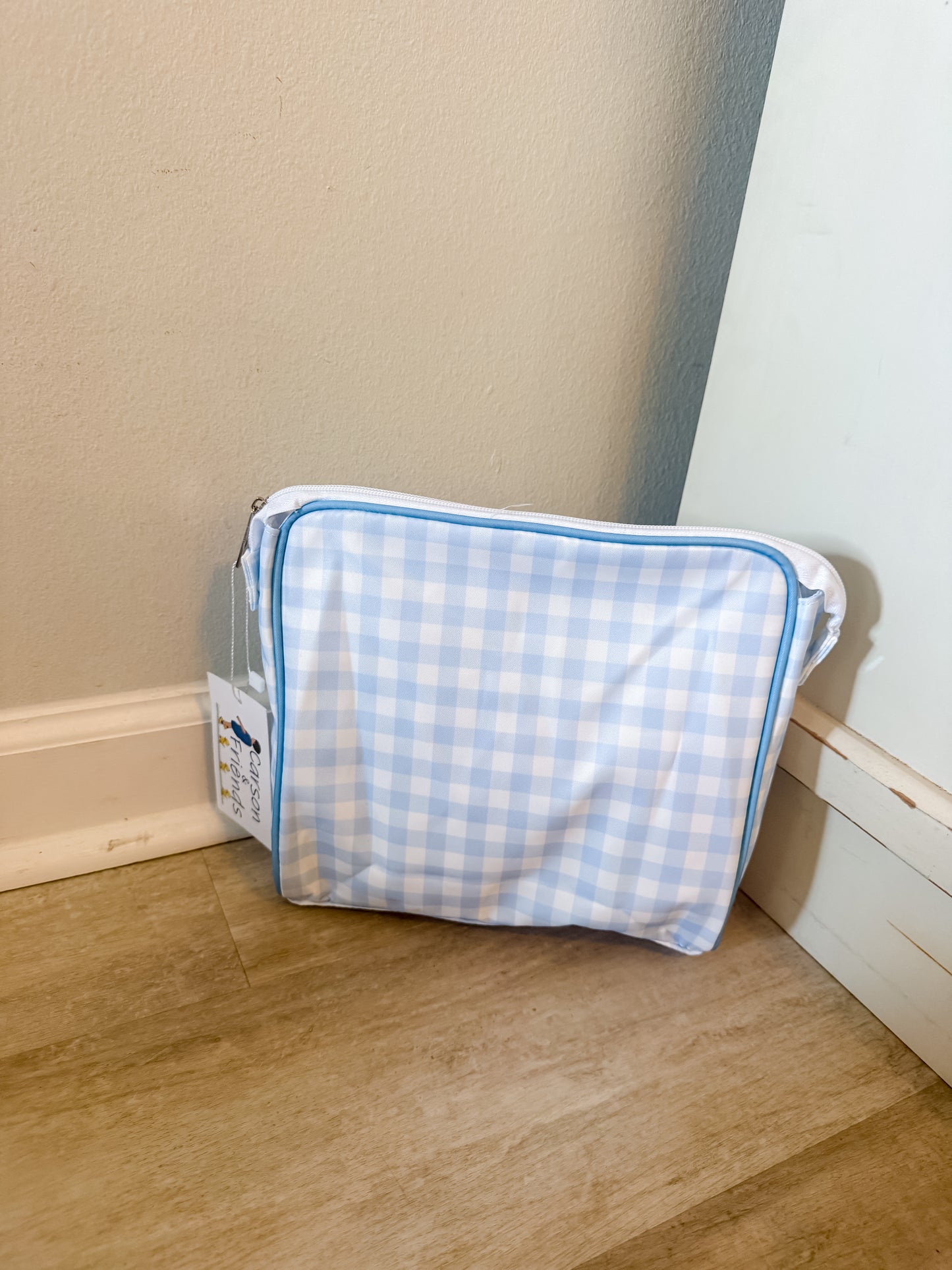Carson and Friends Zipper Pouch- Baby Blue Gingham