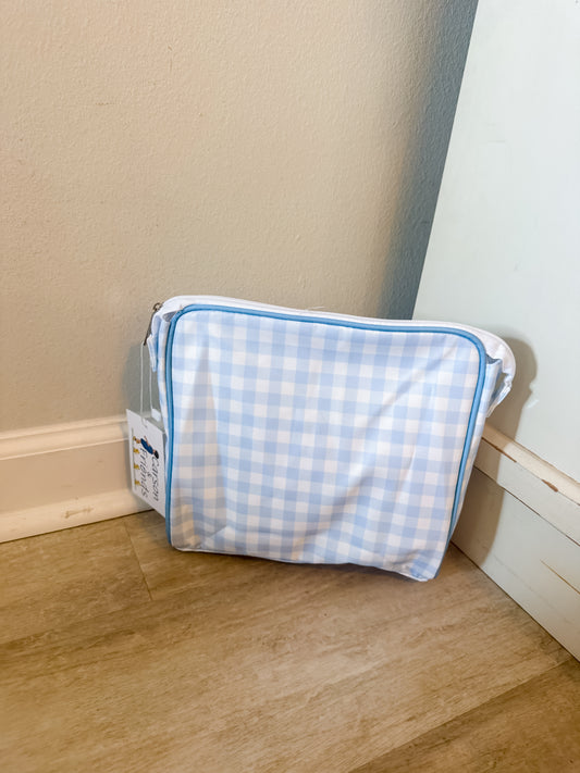 Carson and Friends Zipper Pouch- Baby Blue Gingham