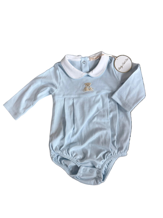 Baby Club Chic Teddy Bear Embroidered Bubble with Round Collar