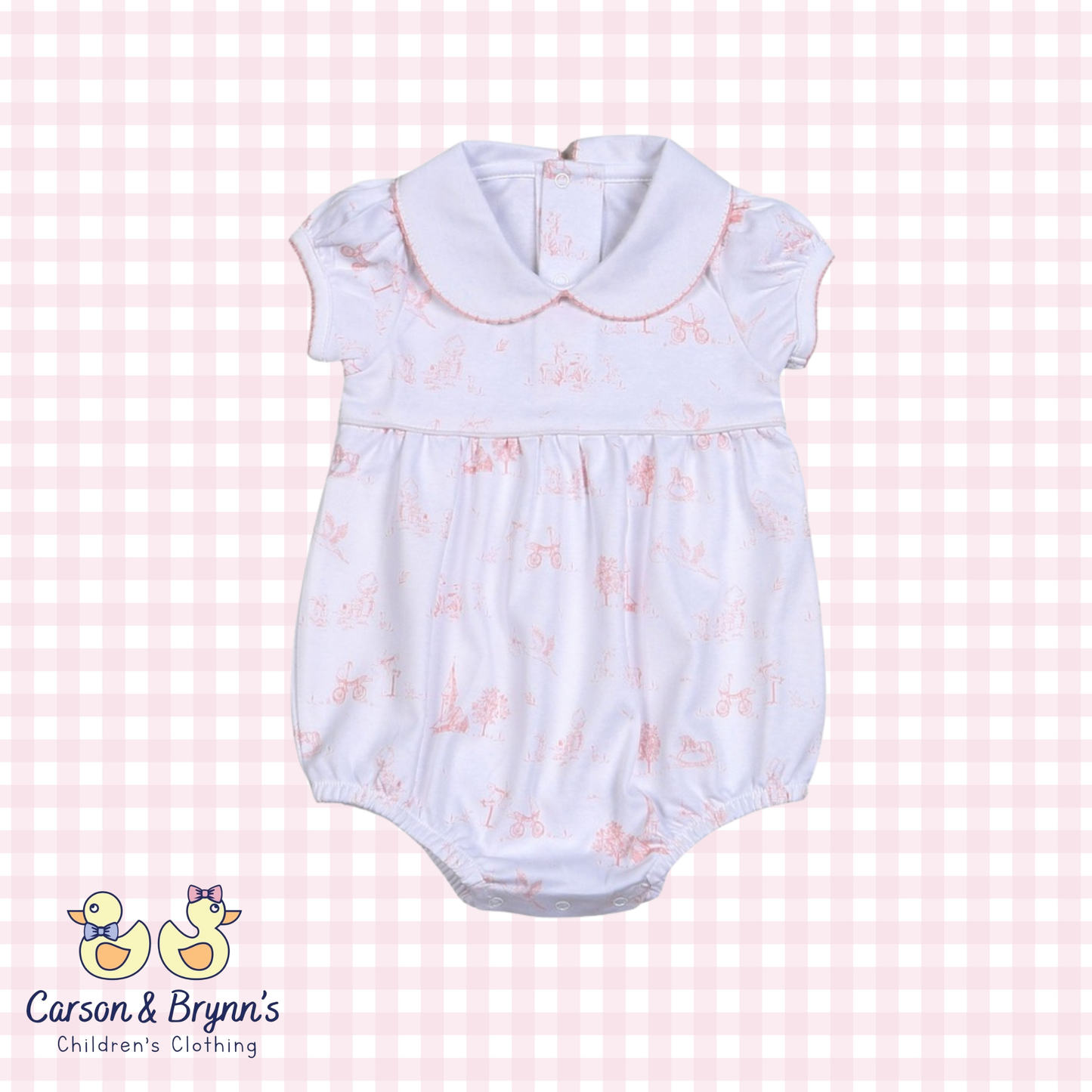 Baby Loren Pink Toile Pima Bubble
