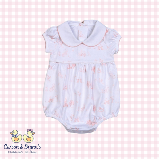 Baby Loren Pink Toile Pima Bubble
