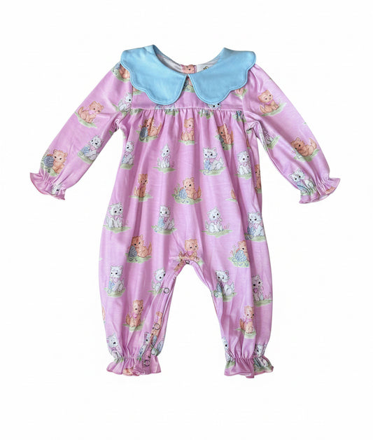 Carson and Friends Sweet Kittens Long Sleeve Romper
