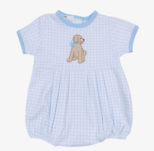 Magnolia Baby Puppy Playtime Applique Bubble- Light Blue