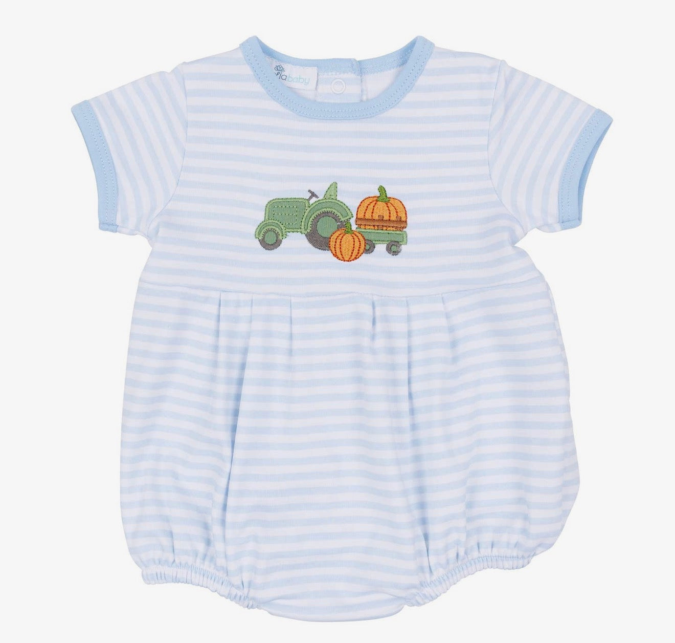 Magnolia Baby Pumpkin Tractor Appliqué Bubble- Blue