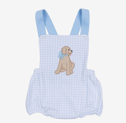 Magnolia Baby Puppy Playtime Applique Criss-Cross Bubble - Light Blue