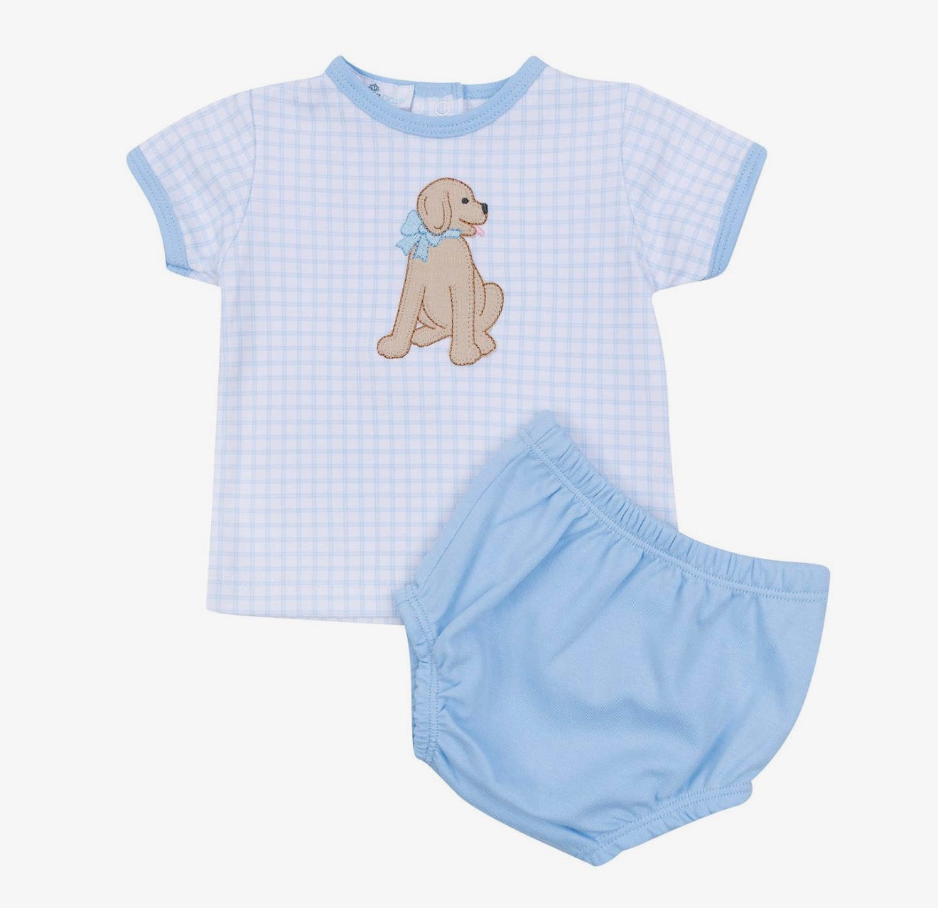 Magnolia Baby Puppy Playtime Applique Diaper Cover Set - Light Blue