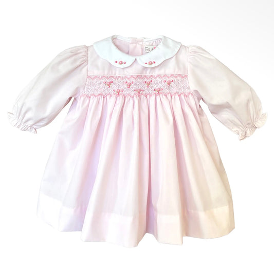 Petit Ami Pink Smocked Dress with Roses