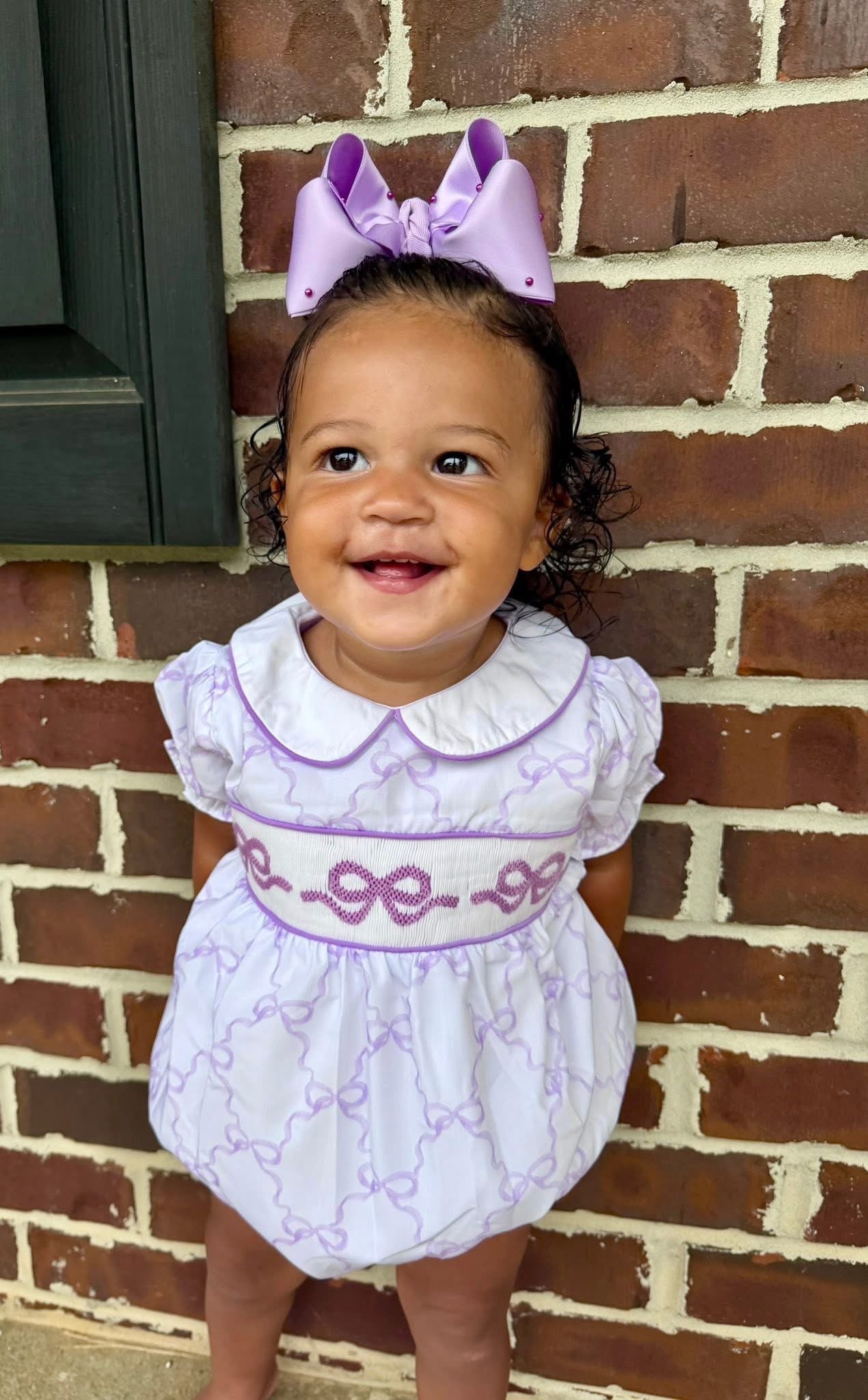 Carson and Friends Lavender Bow Smocked Bubble