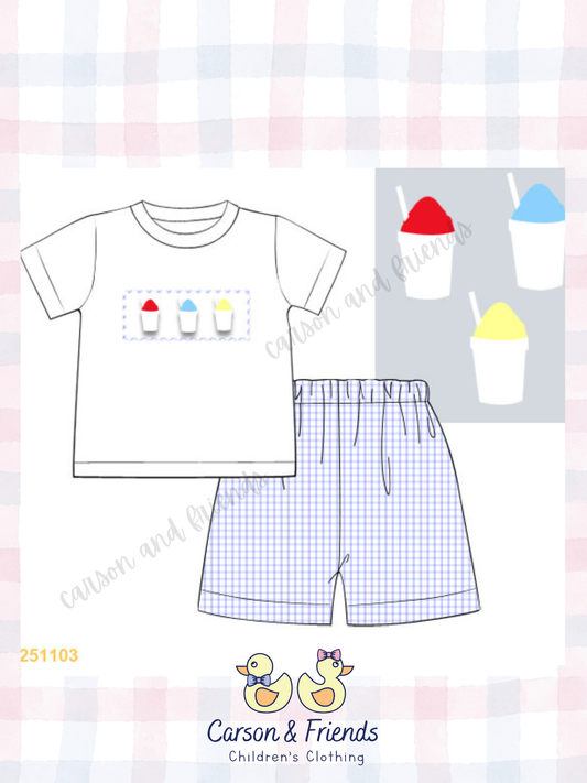 Presale ETA April- Snoball Smocked Short Set