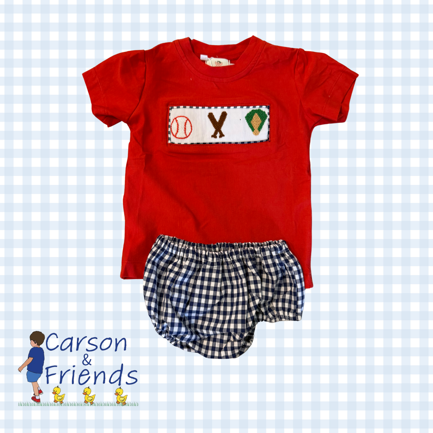 Baseball Smocked Diaper Set