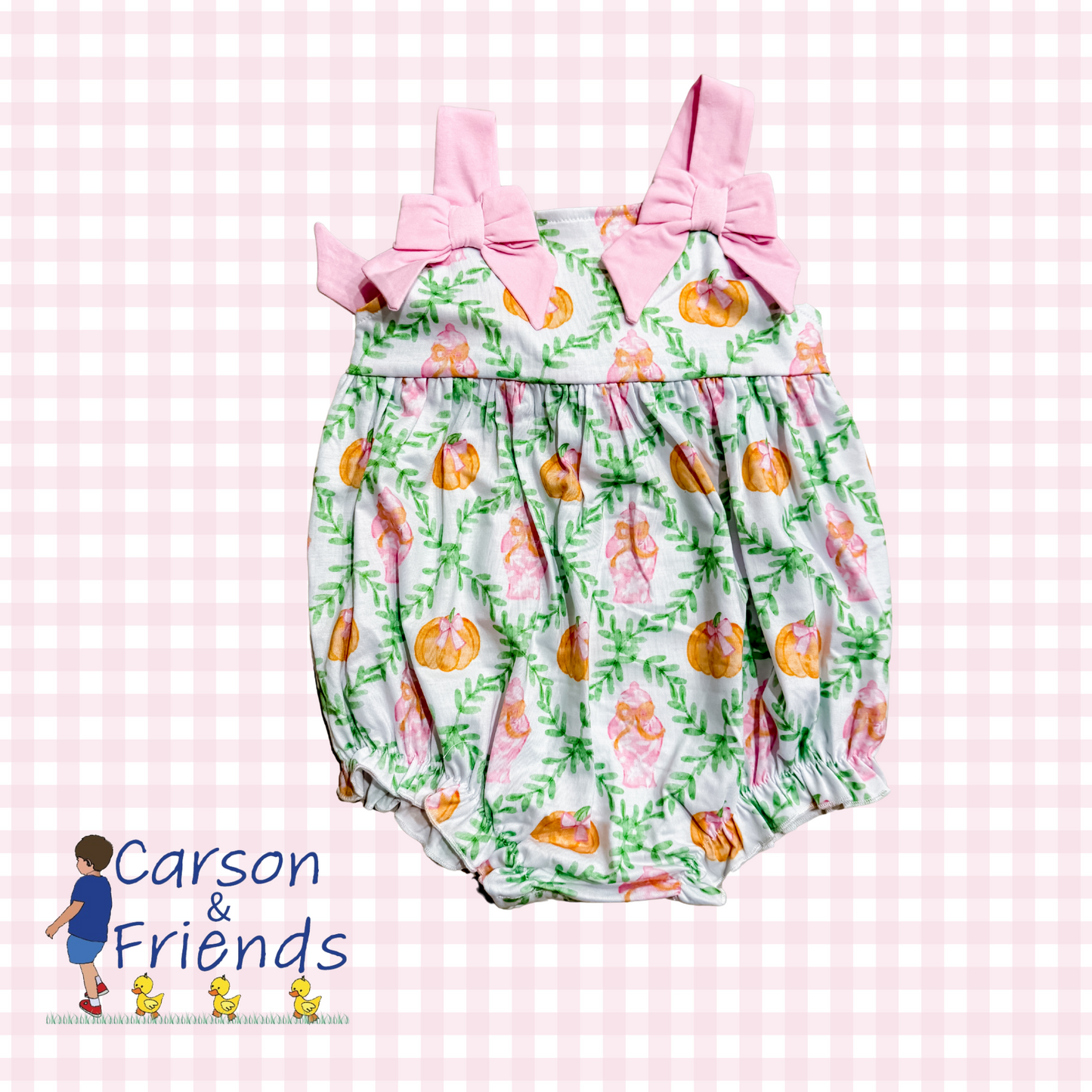 Carson and Friends Pumpkins Bow Bubble