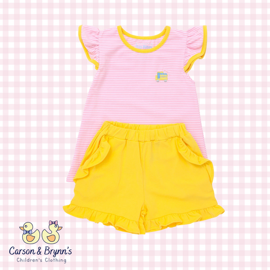 Itsy Bitsy School Bus Ruffle Short Set