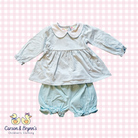 Charlotte Long Sleeve Bloomer Set- Light Blue