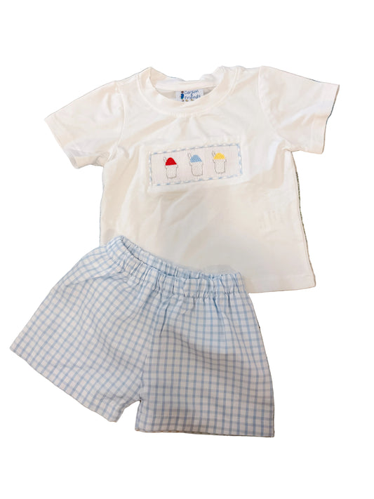 Carson and Friends Snoball Smocked Short Set