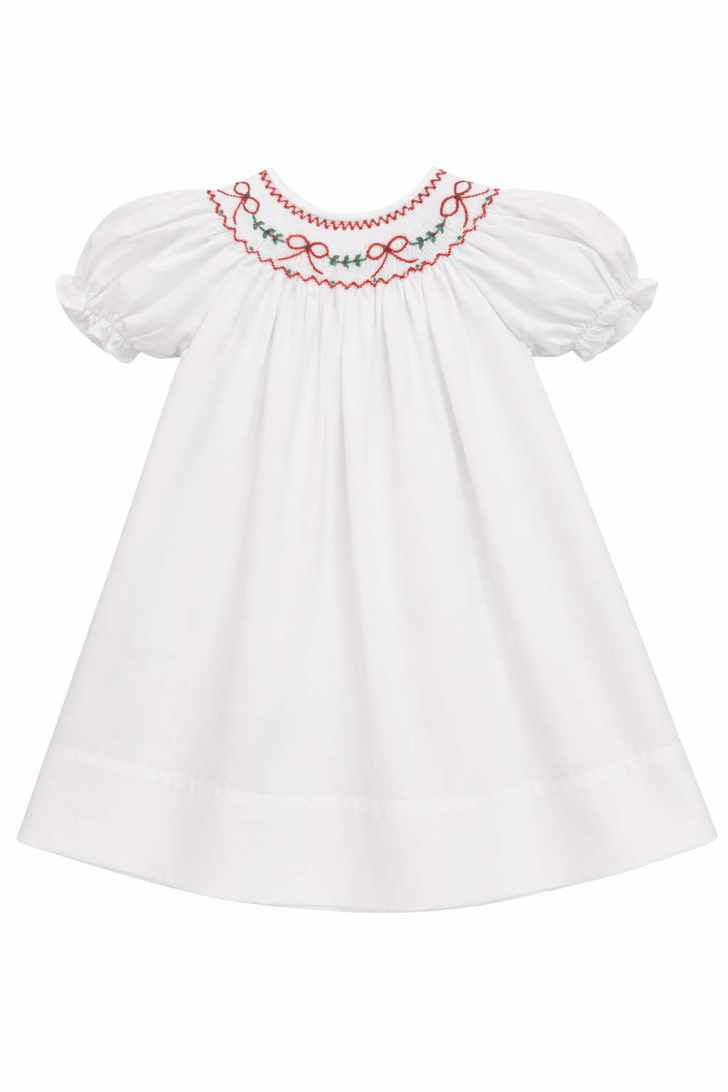 Sweet Dreams Red Bows and Garland Smocked Dress