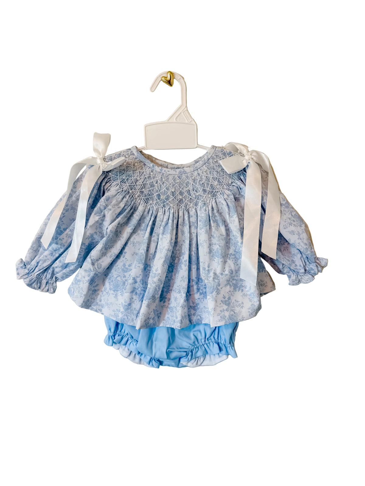 Carson and Friends Blue Toile and Pearls Diaper Set