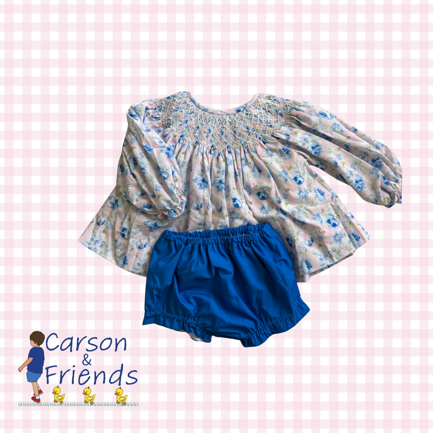 Carson and Friends Pink and Blue Floral Bloomer Set