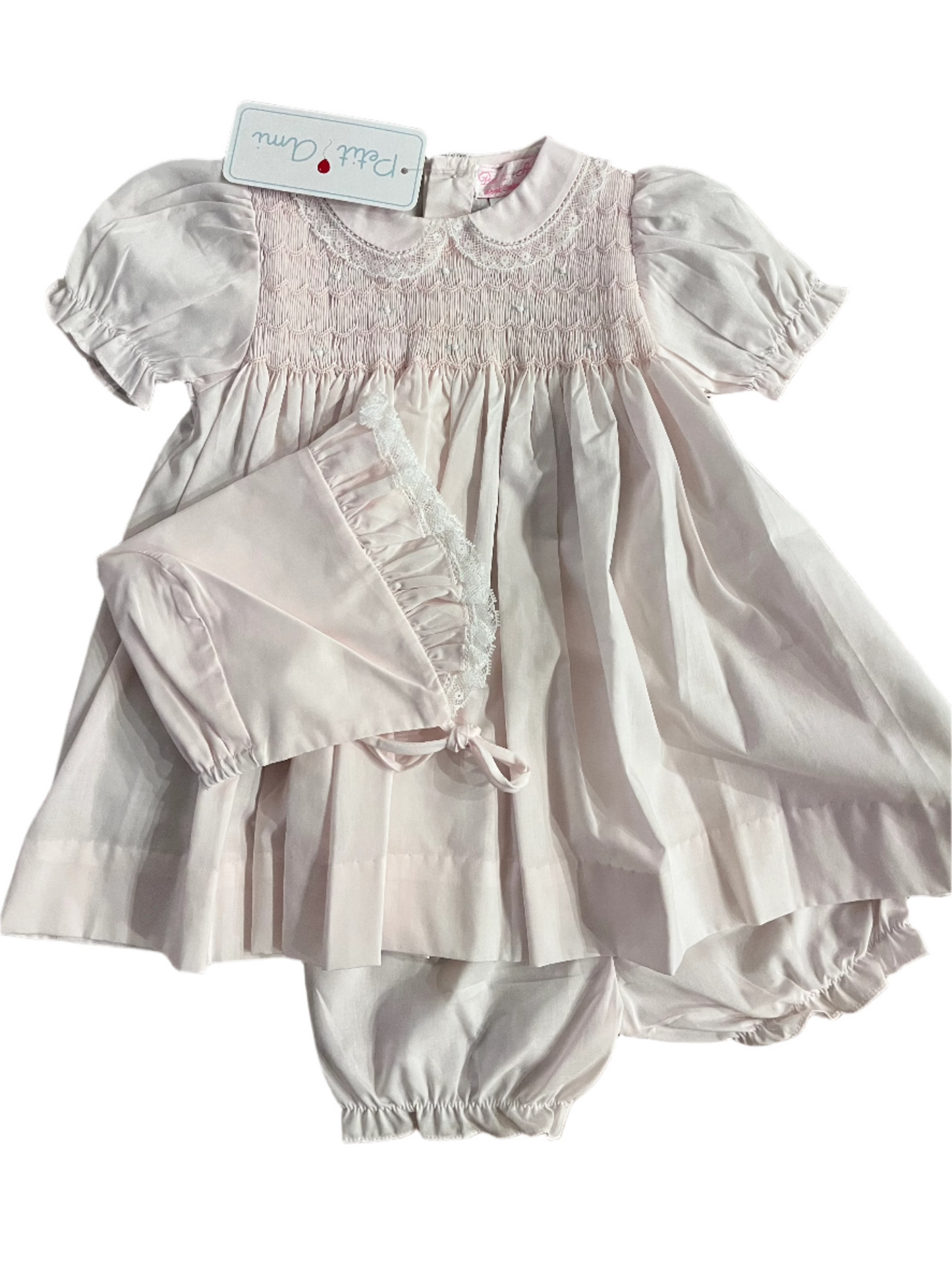 Petit Ami Smocked Dress with Bonnet and Bloomers