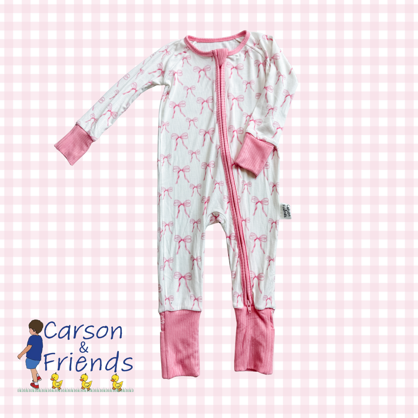 Carson and Friends Pretty Bows Ribbed Bamboo Zippy