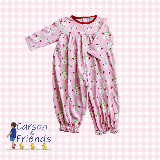 Carson and Friends Snowmen Romper- Pink