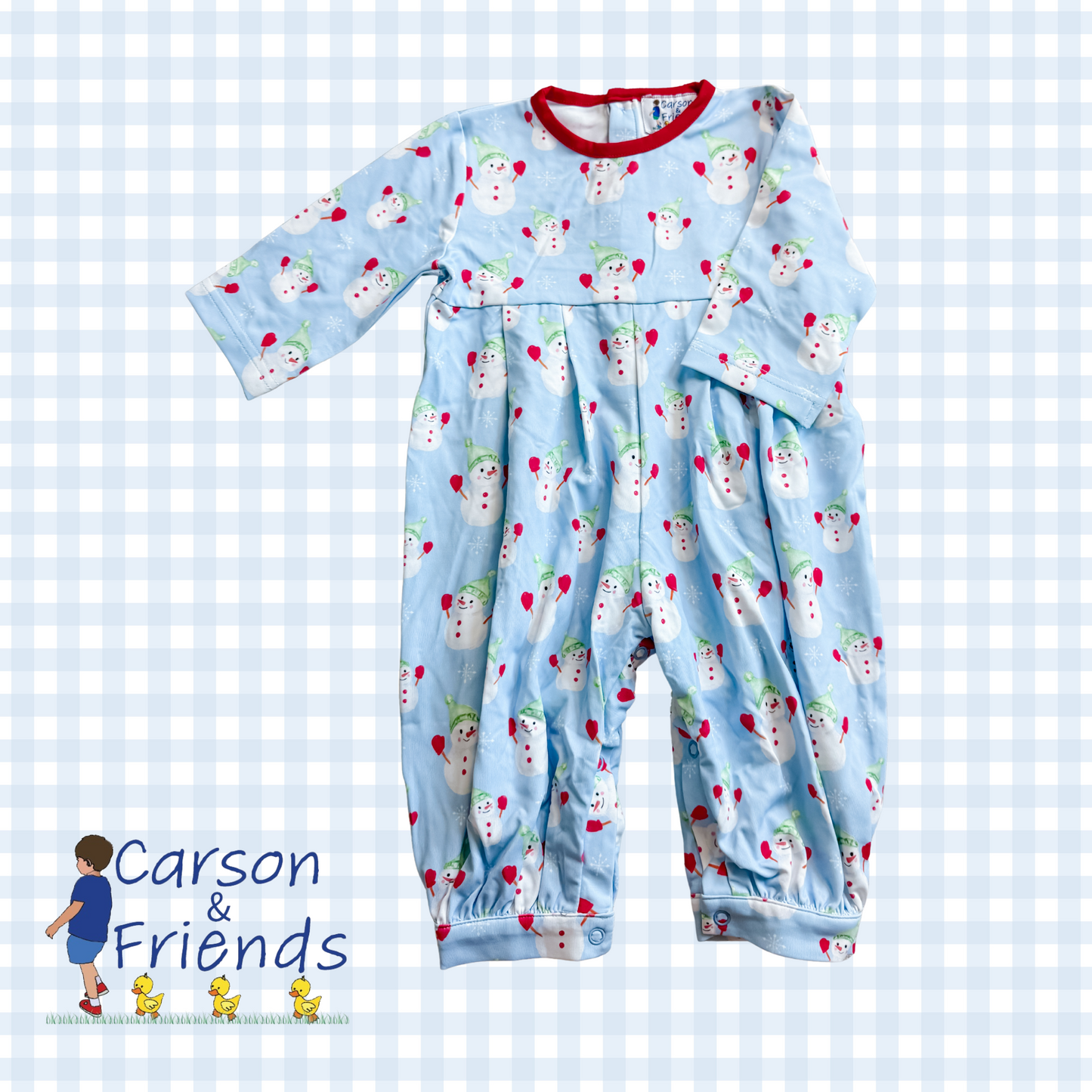 Carson and Friends Snowmen Romper- Blue