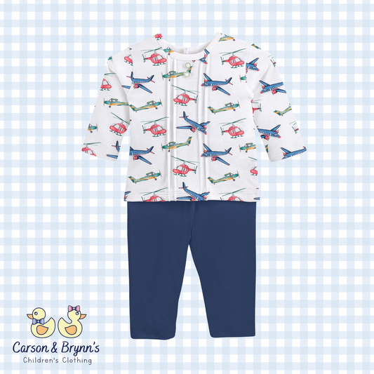 Baby Club Chic Aircraft Printed Tee and Pant Set