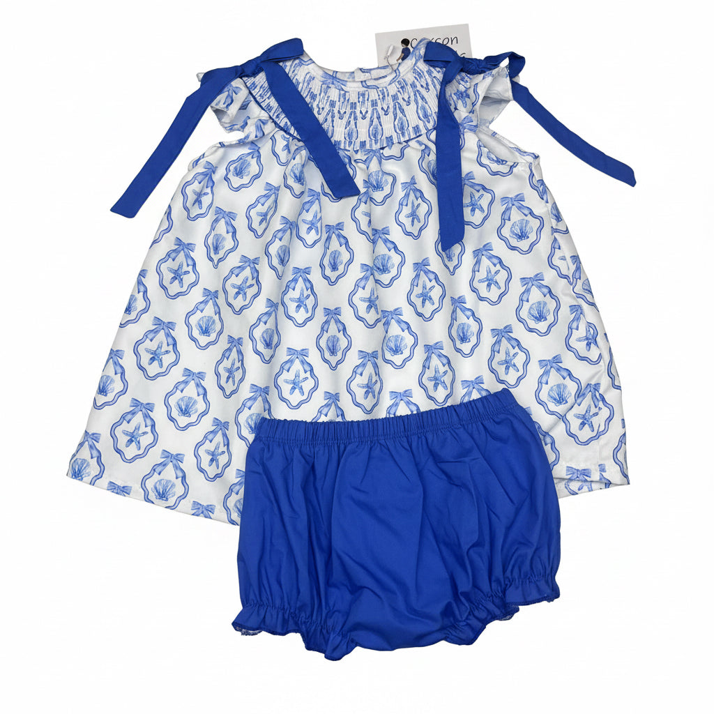 Carson and Friends Seashells Diaper Set with Bows
