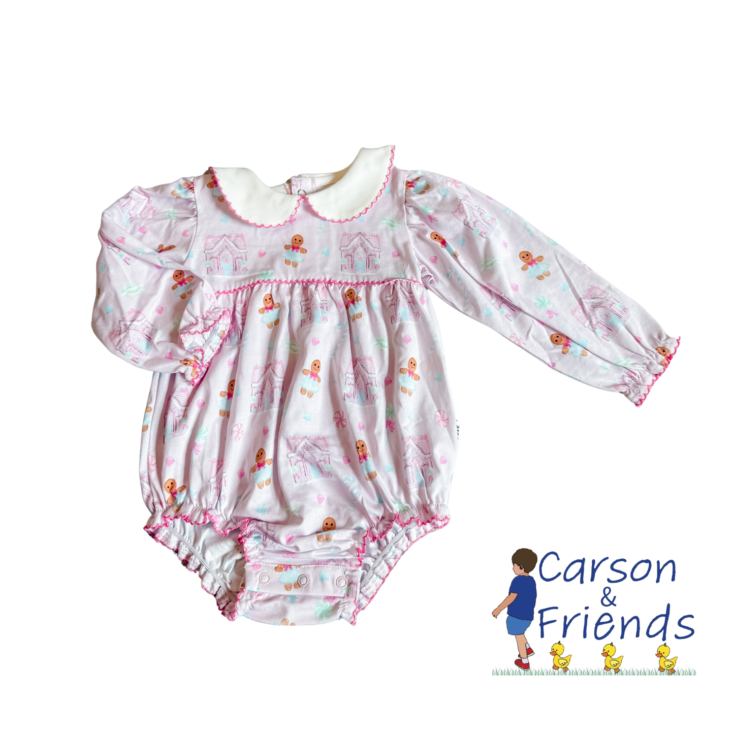 Carson and Friends Gingerbread Printed Bubble- Pink