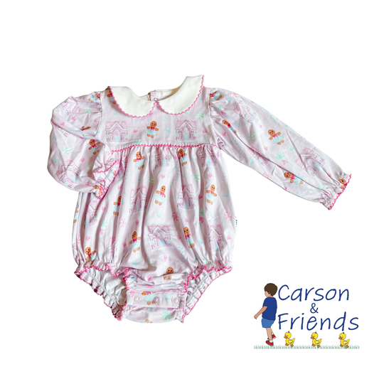 Carson and Friends Gingerbread Printed Bubble- Pink