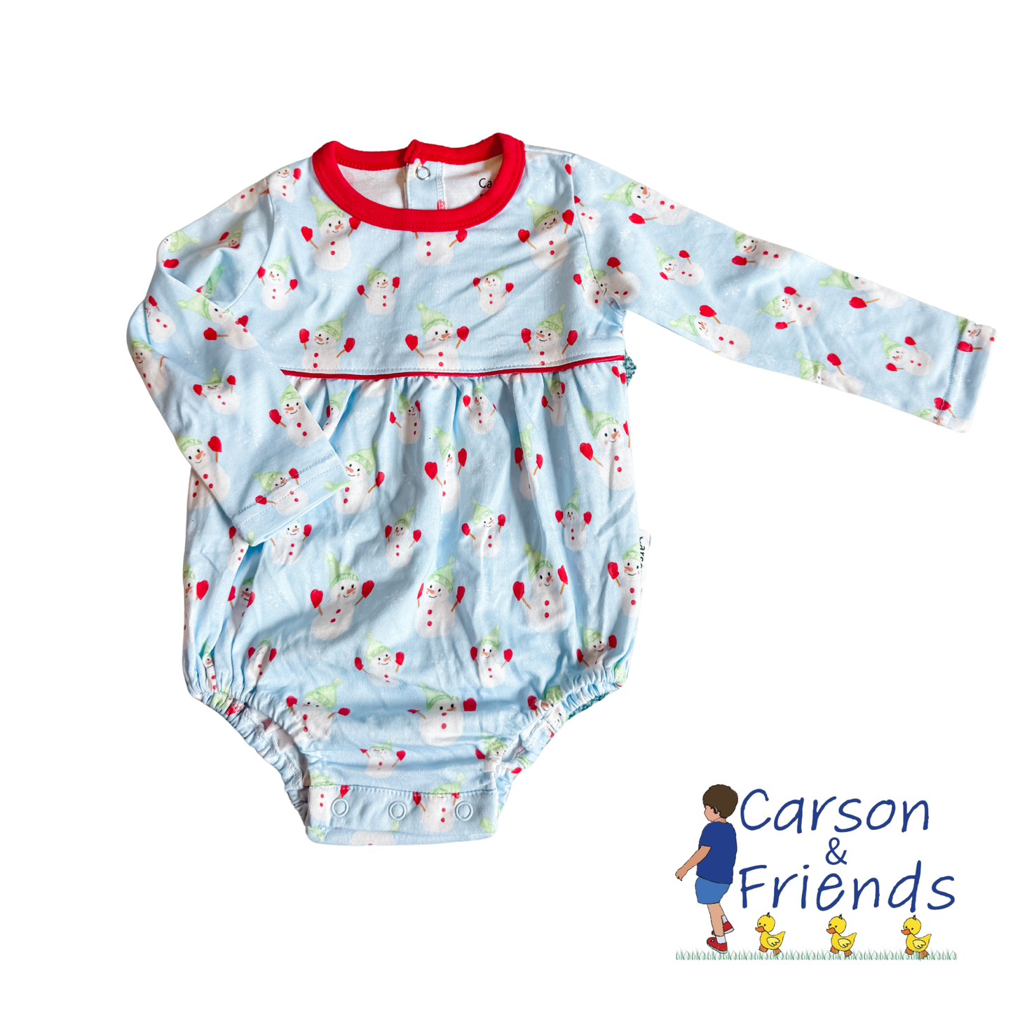 Carson and Friends Snowmen Printed Bubble- Blue