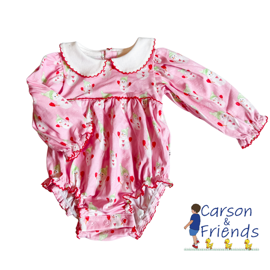 Carson and Friends Snowmen Printed Bubble- Pink